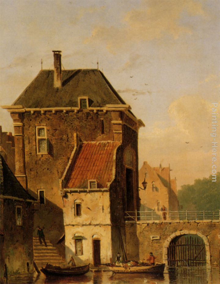 A Canal In Ghent painting - Jacques Carabain A Canal In Ghent art painting